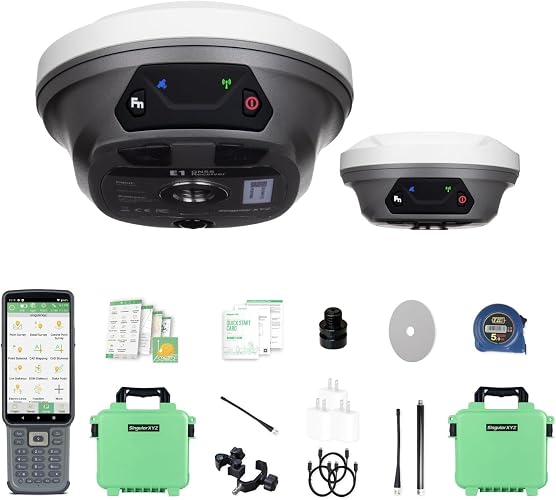 E1 Lite GNSS RTK Surveying Equipment, RTK GNSS GPS with IMU Rover & Base, GPS RTK Handheld Collector with Software, 1cm Accuracy, 1408 Channels, 60° Tilt Survey, 10-15km UHF Range