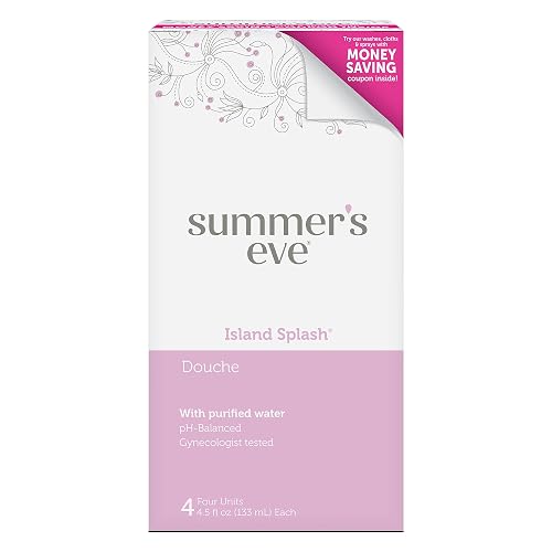Summer's Eve Douche, Island Splash, 4.5 oz, 4-Count | Vaginal Douche for Women, Help Reduce Vaginal Odor, Fruit Scent, pH-balanced formula, Gynecologist Tested