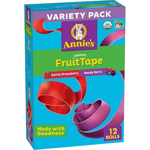 Annie's Organic Fruit Tape, Strawberry & Berry Variety Pack (Pack of 12) | Fruit-Flavored Snacks (6 of Each Flavor), Great for Lunchboxes, Gluten-Free, No High Fructose Corn Syrup, 9 oz