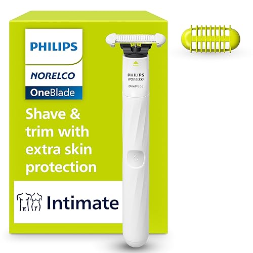 Philips Norelco OneBlade Intimate Trimmer and Shaver with Skin Protection | Pubic Hair Grooming, Extra Skin Protection, Beginner-Friendly Grooming, Wet and Dry Use, Shower Grooming, 3mm Body Comb