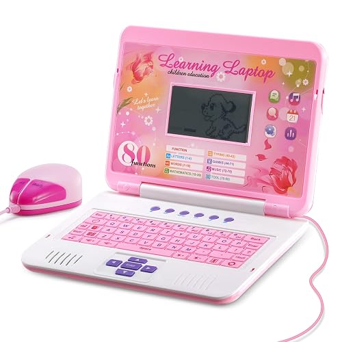 LESHITIAN Kids Laptop - 80 Learning Activities to Learn Alphabet, Words, Mathematics, Play Games and Music - Educational Learning Computer for Kids Ages 5+