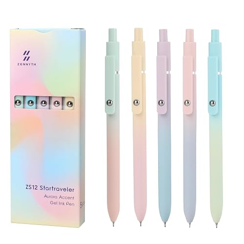 Ddaowanx Gel Pens,5 Pcs 0.7mm Retractable Quick Dry Black Ink Pens | Fine Point Smooth Writing Pens for Nurses,Teachers,Cute Stationery Office&School Supplies,Gifts for Women Stocking Stuffers