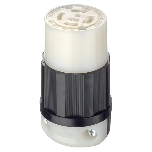 Leviton 30 Amp, 250 Volt 3-phase, NEMA L15-30R, 3P, 4W, Locking Connector, Industrial Grade, Grounding, 2723, Black-White