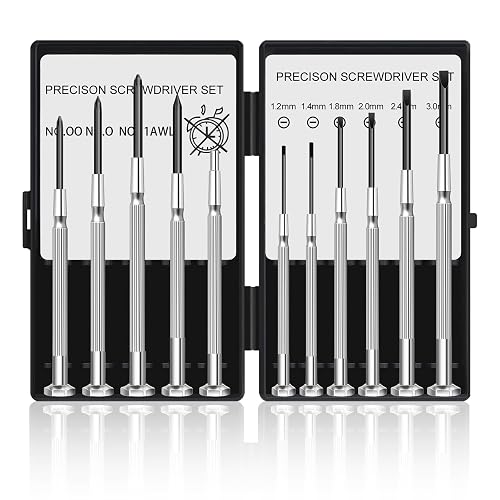 11 Pcs Small Precision Screwdriver Set, Tiny Screwdriver Set, Mini Screw Driver Kit with Slotted and Phillips Heads, Ideal for Watch, Eyeglasses, Toys, Electronics, Computer Repair