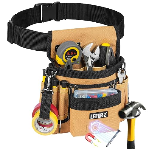 LEFOR·Z Tool Belt,14-Pockets Tool Belts for Men with Magnetic Tool Pouch | Detachable Adjustable Toolbelt,Heavy Duty Utility Belt for Electrician,Carpenter,Construction,Work Belt,Dad Gift for Men