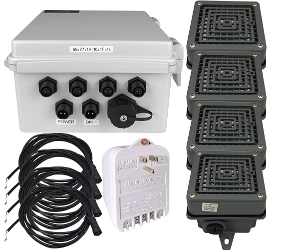 Netbell-4-4Buz IP Break Buzzer Low Voltage System with 4 Extra Loud Buzzers for up to 100K SQFT Industrial Area Lunch Break Time Alarms, Free Software, No Fees