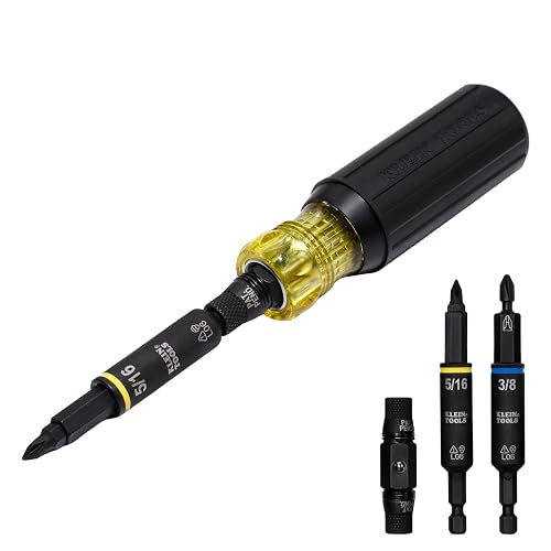 Klein Tools 32500HD 11-in-1 Multi-Bit Impact Screwdriver/Nut Driver | Impact Rated Tool with Phillips, Slotted, Square and Torx Tips