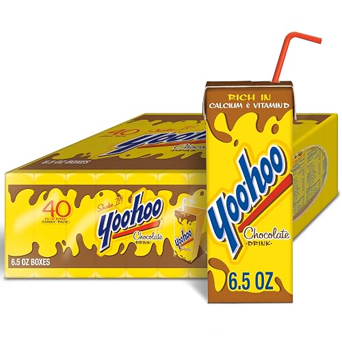 Yoo-hoo Chocolate Flavored Drink, 6.5 fl oz Boxes 40 Pack, Ready to Caffeine-Free, 99% Fat- High in Calcium & Vitamin D