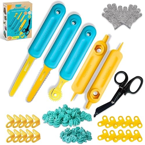 Kizzikids Cardboard Tools for Kids, Safe Cutter STEM Construction Kit | Hands-On Learning, Creative Projects, Screen-Free Play, Family Fun, Classroom Activities, Ages 5+