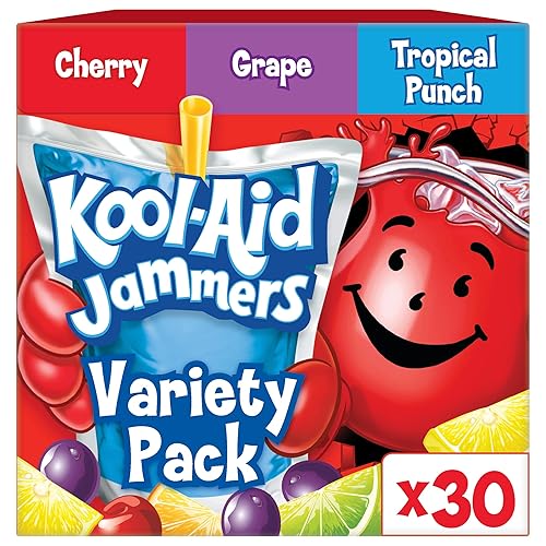 Kool-Aid Variety Pack, 30 ct Box Tropical Punch, Grape & Cherry, 6 fl oz | for Flavorful Hydration and Shareable Refreshment Good Source of Vitamin C, Caffeine Free Gluten Free