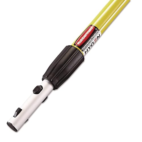 Rubbermaid Commercial Products HYGEN Quick-Connect Adjustable Extension Handle/Pole, Lightweight Cleaning Tool for Floors/Walls/Ceilings/Windows for Janitorial/Residential/Commercial/Business, 4ft - 6ft, Aluminum, Yellow