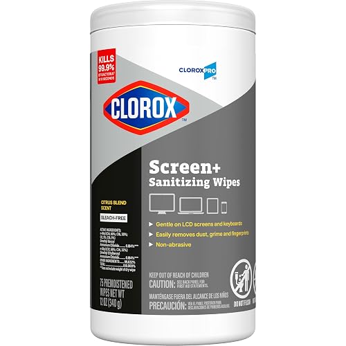 CloroxPro Disinfecting Wipes for Electronics, Citrus Blend Scent, 75 ct. | Safe For Screens, Phones, Tablets, LCD, Laptops, Kills 99.9 Percent of Germs, Gentle on Sensitive Surfaces, Sanitizing Wipes