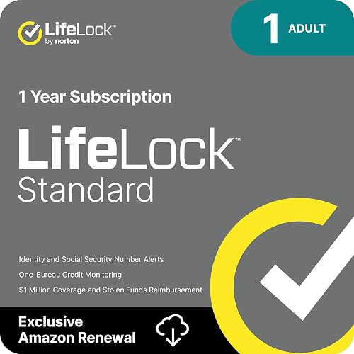 LifeLock Standard Identity Theft Protection, 1 Yr [Subscription] | Identity Theft Protection & Alerts for Individuals