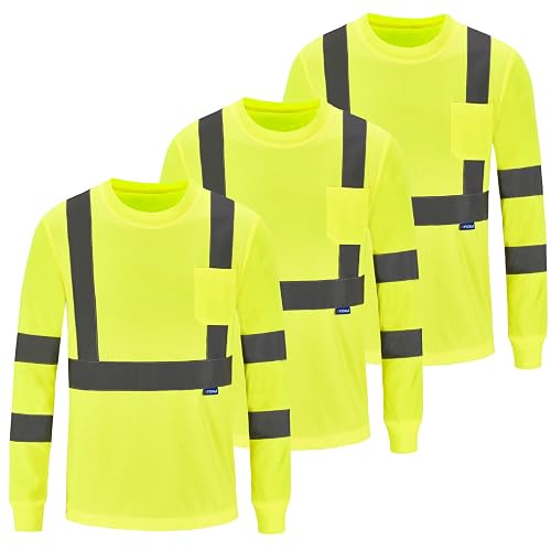 A-SAFETY Safety Shirt,High Visibility Work T Shirt Long Short Sleeve Class 3 (XS-6XL)