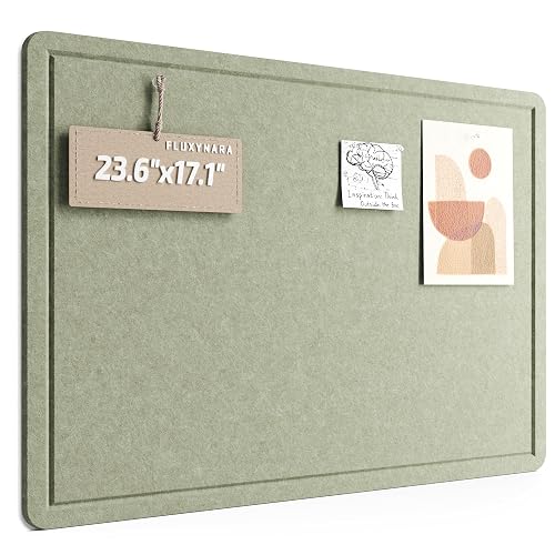 Fluxynara Felt Bulletin Board, 23.6"x17.1", Sage | Cork Board Alternative with Removable Adhesive Tabs, Foldable Felt Pin Board for Home, Office, Classroom & Dorm