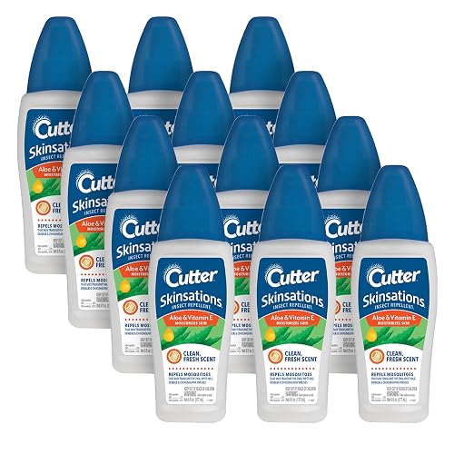 Cutter Skinsations Mosquito and Insect Repellent Bug Spray 6 Oz, 12 Pack | Repels Mosquitoes, Ticks, Gnats, Biting Flies, Chiggers & Fleas, 7% DEET, Contains Aloe & Vitamin E, Clean Fresh Scent
