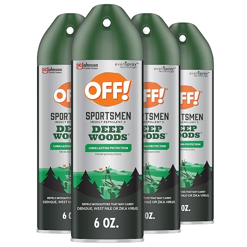 OFF! Deep Woods Sportsmen Insect & Mosquito Repellent Bug Spray, 6 oz, 4 pk | Aerosol Spray, 30% DEET Formula, Long Lasting Protection from Mosquitoes, Ticks, Biting Flies, Gnats, Chiggers