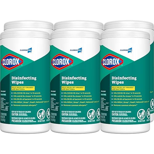 CloroxPro Disinfecting Wipes, Fresh Scent, 75 Count, 6 Pack | Cleaning Wipes for Home, Cleans 99.9 Percent of Viruses and Bacteria, Household Essential