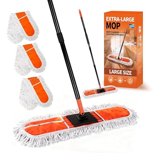 36" Large Commercial Dust Mops for Industrial Floor ，Marble, Laminate,Tile,Concrete,Garage. Janitor Broom Wide Dry mop for Hardwood ,Heavy Duty Long Handle Hotel Gym Household Cleaning Supplies