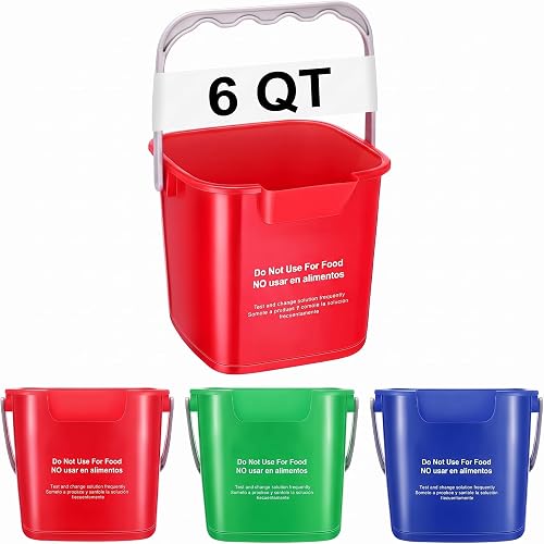 Uiifan 3 Pcs 6 Quart Cleaning Bucket Small Square Container, Multicolor | Plastic Cleaning Bucket, Detergent Measurement Pail, Built-in Spout with Handle for Home Commercial Restaurant Kitchen Office
