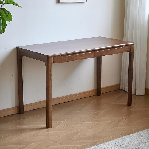 SUSVQLXG 43.7"x24" Solid Wood Desk with Drawers,Wood Writing Desk for Small Spaces, Home Office Desks for Work, Gaming Study PC Desk for Bedroom, Student Computer Desks(Walnut, 47 inch)