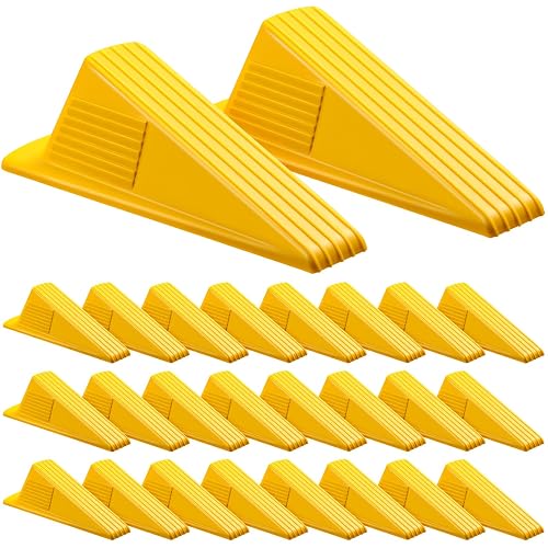 Frienda 24 Pcs Jumbo Door Stoppers Heavy Duty Rubber Doorstop, Yellow | Jumbo 2" Tall TPR Wedge for Carpet Hardwood Concrete Tile, Non-slip Stopper Design, Stackable for Hotels Homes Offices