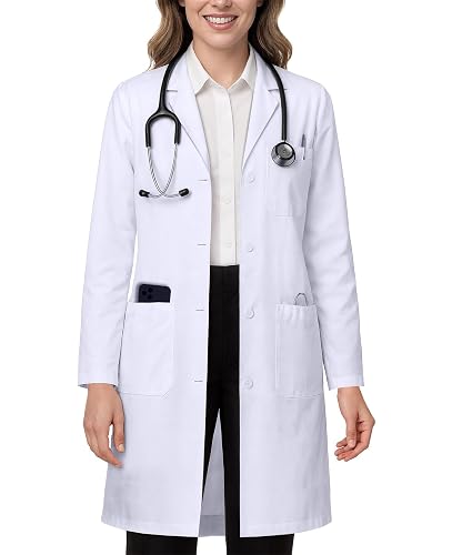 NY Threads White Lab Coat for Women with Side-Slit Access and 3 Pockets | Medical Lab Coat with Long Sleeves Button-Front Closure Machine Washable for College Classroom Laboratory & Healthcare