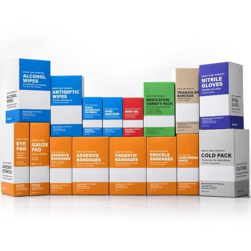 EVERLIT CARE First Aid Kit Refill OSHA-Compliant 50-Person | Individually Packaged Supplies, Comprehensive First Aid Restock, Medicine Refills, For Office, Industrial & Home Use
