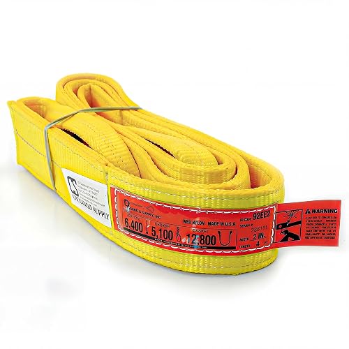 DD Sling 2 Inch x 4 Foot Nylon Lifting Sling – USA Made, 6,400 lb Vertical, 5,100 lb Choker, 12,800 lb Basket – 2-Ply Heavy Duty 900 Webbing, Type 4 Twisted Eye & Eye Rigging Sling