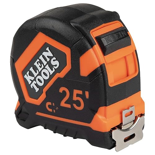 Klein Tools 9225 Tape Measure, Heavy-Duty Measuring Tape with 25-Foot Double-Hook Double-Sided Nylon Reinforced Blade, with Metal Belt Clip