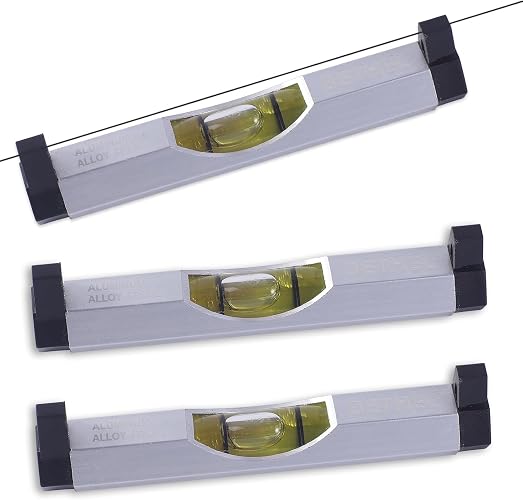 BETHEL 3 Packs Bubble Line Level String Tools, Aluminum Mini Leveler for Construction, Engineering, Camping, DIY Projects