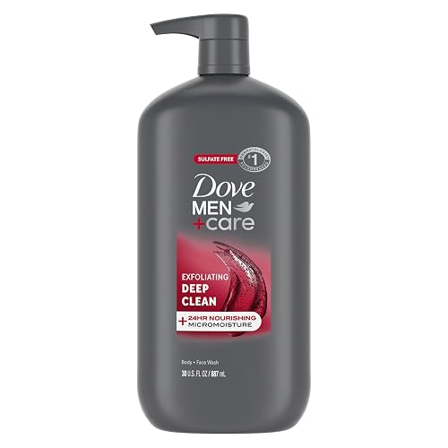 DOVE MEN + CARE Body and Face Wash Exfoliating Deep Clean for Men, 30 oz | 24-Hour Micromoisture Technology, Hydrates Skin All Day, Fresh Citrus and Cedarwood Scent, For Body and Face