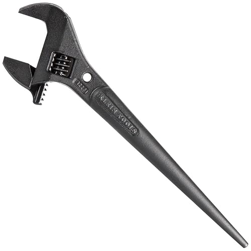 Klein Tools 3227 Extra Wide Adjustable Wrench, Made in USA, Construction Spud Wrench for Up to 1-7/16-Inch Nuts and Bolts, 10-Inch, with Tether Hole