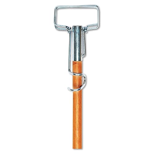 UNISAN Spring Grip Metal Head Mop Handle for Most Mop Heads, 60 Inch Wood Handle (609)