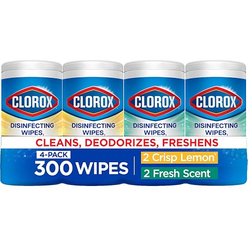 Clorox Disinfecting Wipes Cleaning Variety Pack, 75 Count, 4 Pack | Cleans, Deodorizes and Freshens, Kills 99.9 Percent of Viruses and Bacteria, Bleach Free, Crisp Lemon and Fresh Scent