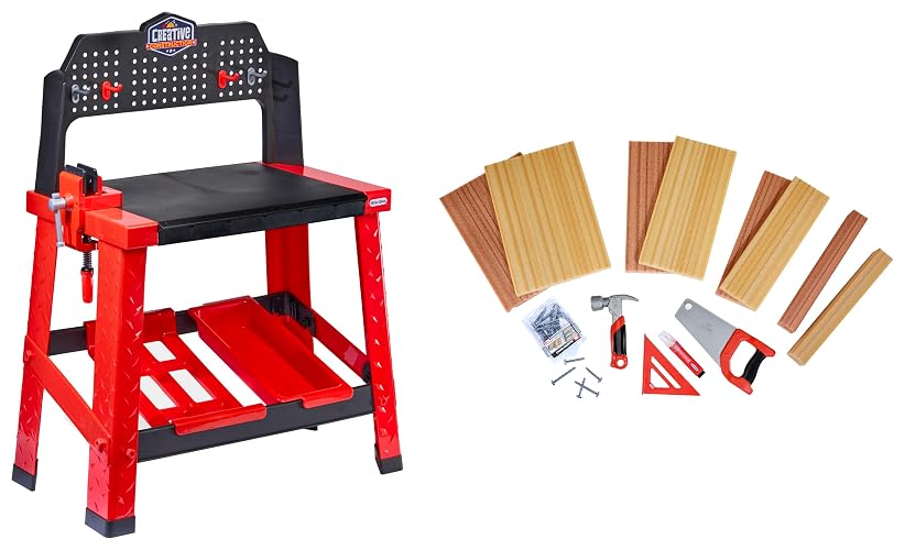 Little Tikes Creative Construction Workbench with 15+ Accessories, Pretend Play Construction Set, for Boys and Girls Ages 3+ Years